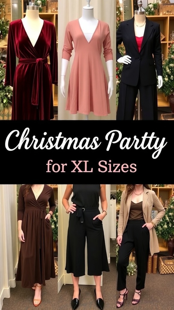 Stylish Christmas Party Outfits for XL Sizes Stylish Christmas party outfits for XL sizes displayed in a festive setting.